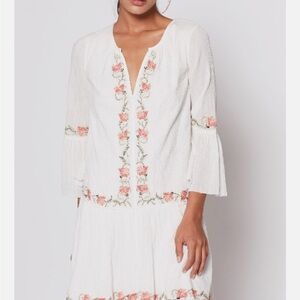 Joie Jarette White Floral Embroidered Dress size xs